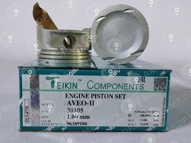 Поршень із пальцем +1.00мм (к-кт на двигун) Chevrolet Aveo/Lacetti L44 1,6L TEIKIN 30105-100