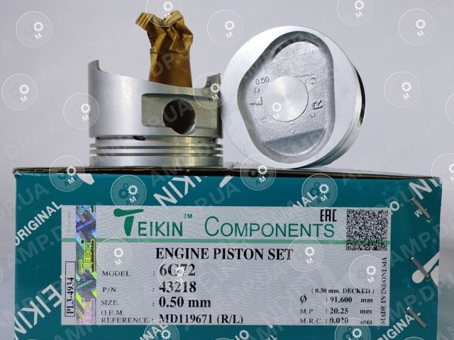 Поршень із пальцем +0.50мм (к-кт на двигун) Mitsubishi 3,0L (6G72,6G72T) TEIKIN 43218-050