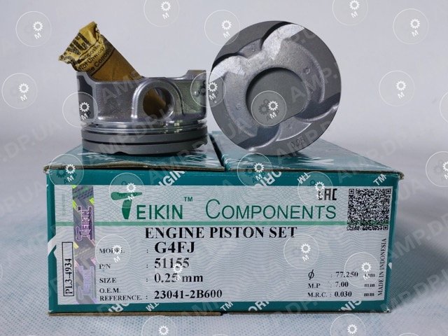 Поршень із пальцем +0.25мм (к-кт на двигун) Hyundai 1.6 GDI G4FJ TEIKIN 51155-025