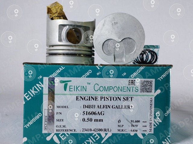 Поршень із пальцем +0.50мм (к-кт на двигун) HYUNDAI ALFIN GALARY d4bh (4d56 tci) TEIKIN 51606AG-050